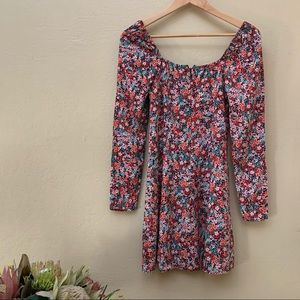 BP | Small | Colorful Floral Midi Dress with Zipper